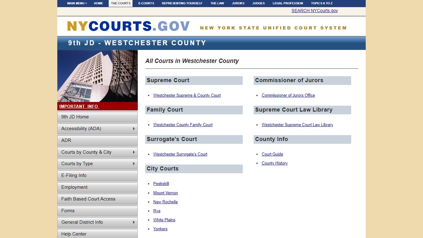 Westchester County - Homepage | NYCOURTS.GOV